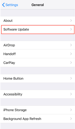 Update the software of iOS