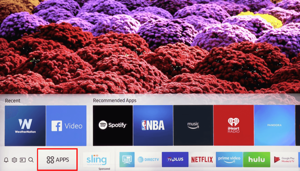 Select Apps to install Viaplay on Samsung TV