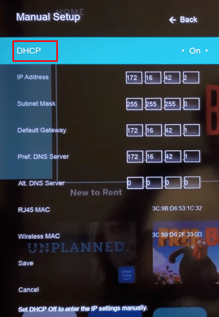 Disable DHCP to fix Vizio TV Not Connecting to WiFi