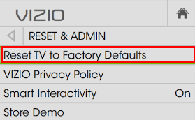 Click on Reset to Factory Defaults