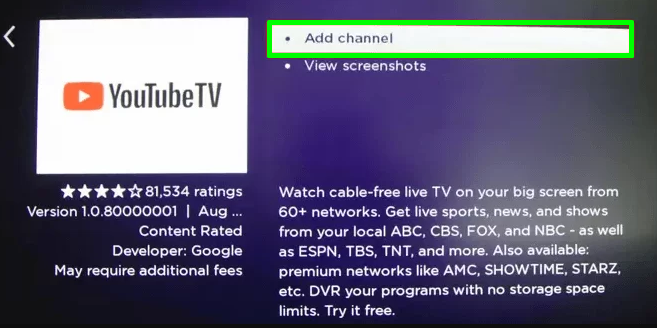 Hit the Add Channel button to download YouTube TV on TCL TV