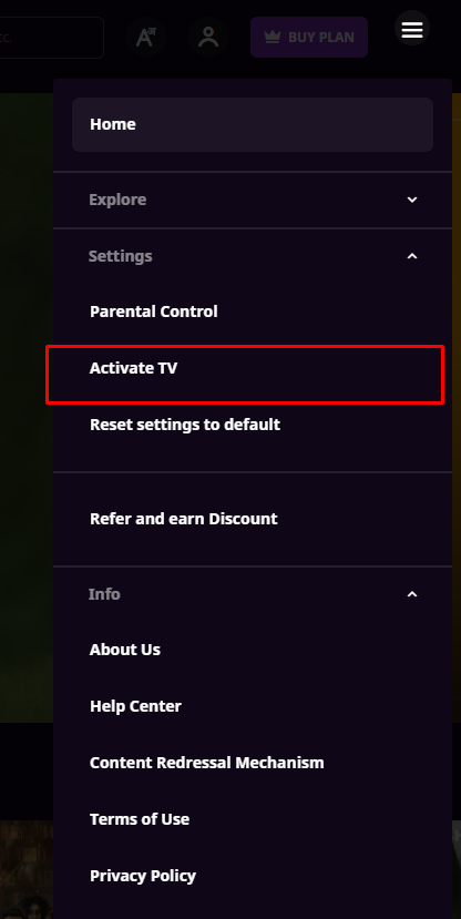 Select Activate TV 
