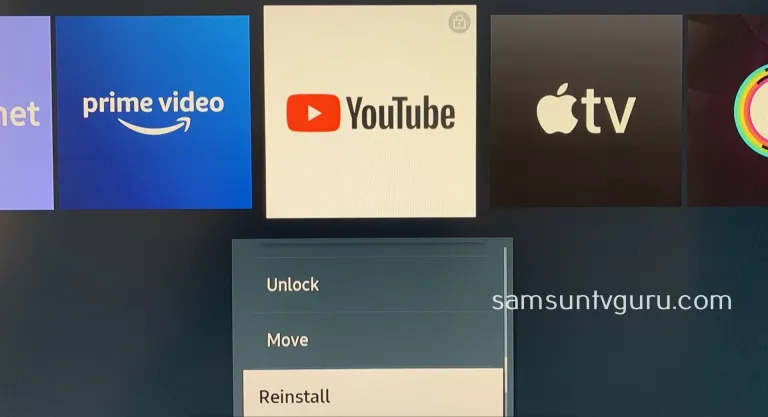 click on the Reinstall button to resolve the Hulu not working issue on samsung TV