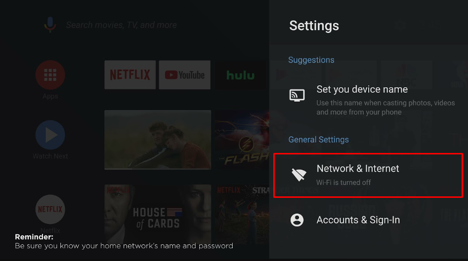 Click the Network & Internet option
