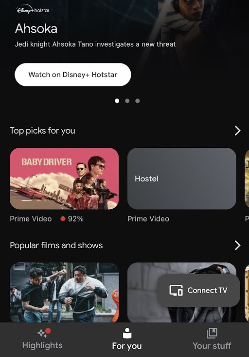 Click the Connect TV app 