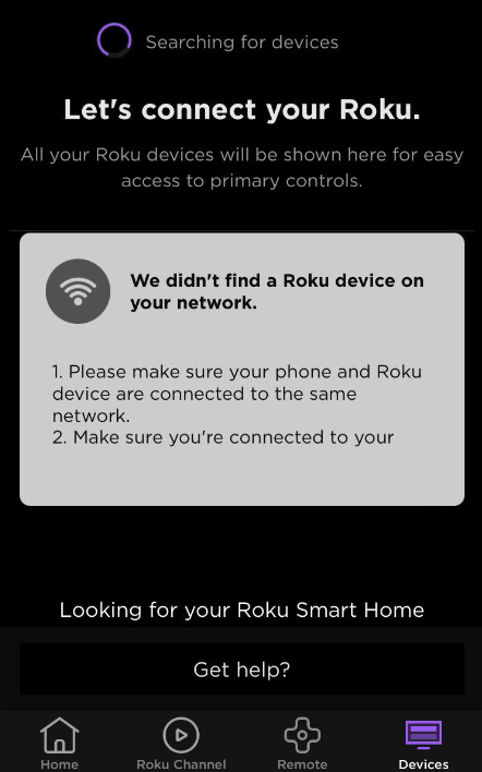 Click the Devices option on Roku remote app