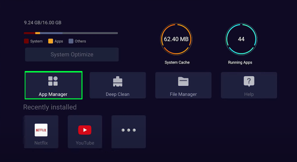 Select App Manager option on your TCL Google TV