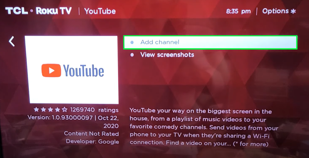 Click Add Channel to install apps on TCL Smart TV