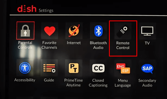 Go to Remote Control Settings on Dish TV