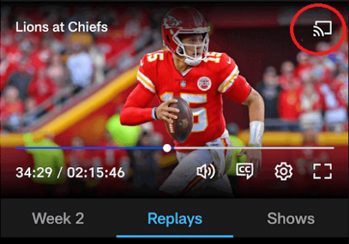 Click the Cast icon to display NFL on Vizio TV