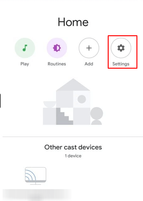 Click settings on Google Home App
