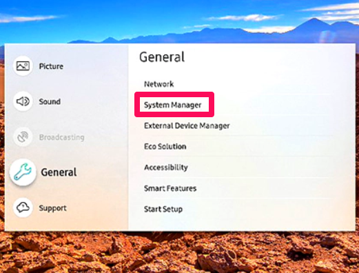 select the System Manager option and adjust the Location and Language Settings