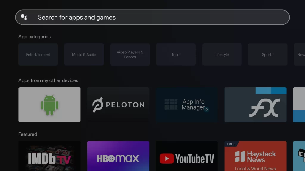 Select the Search menu on TCL Google TV
