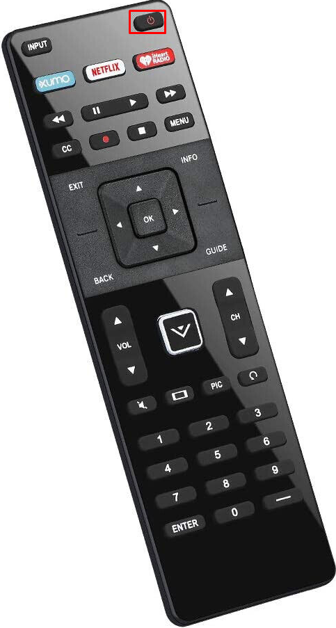 Power button on Vizio remote control