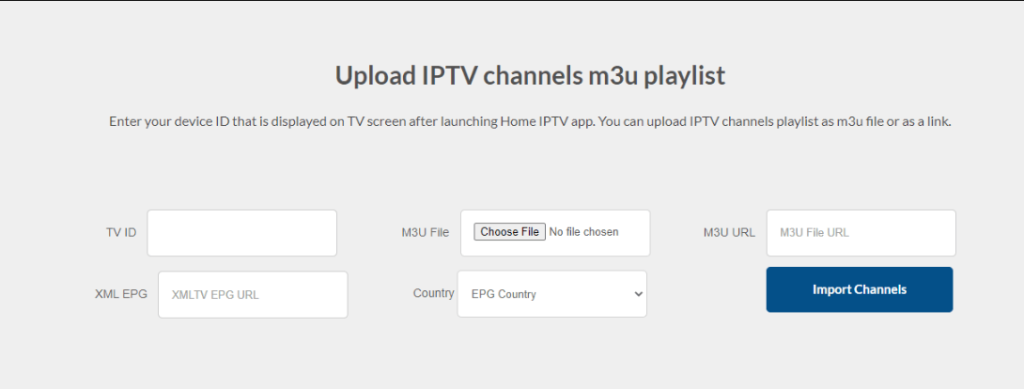 Home IPTV-Tap Import Channels