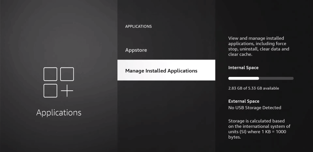 Choose Manage Installed Applications on your TV