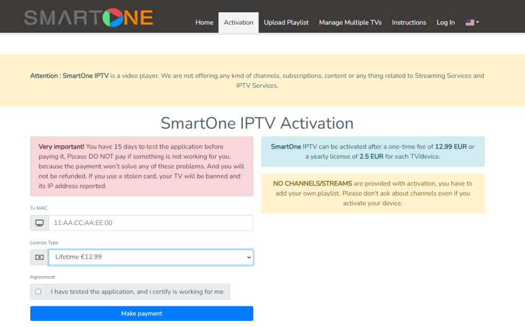 Buy SmartOne IPTV subscription