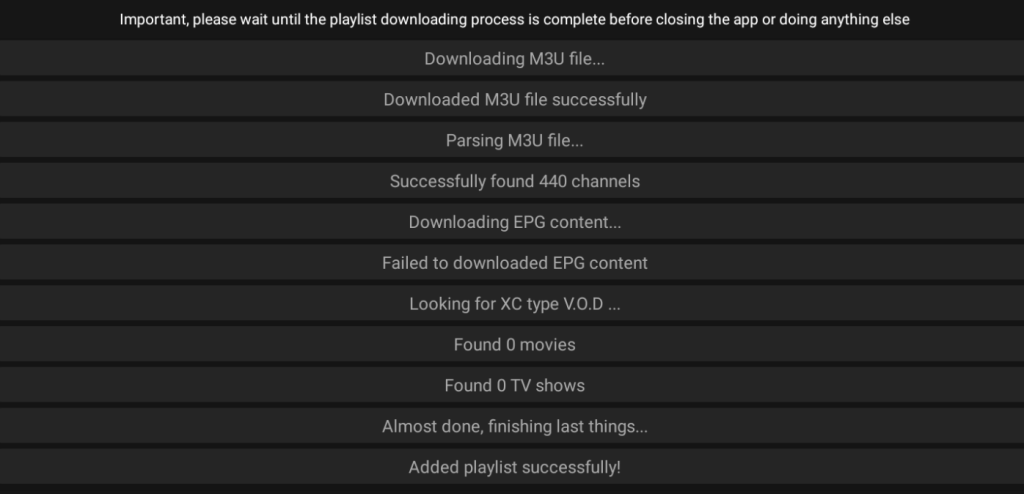 Playlist added on iMPlayer IPTV