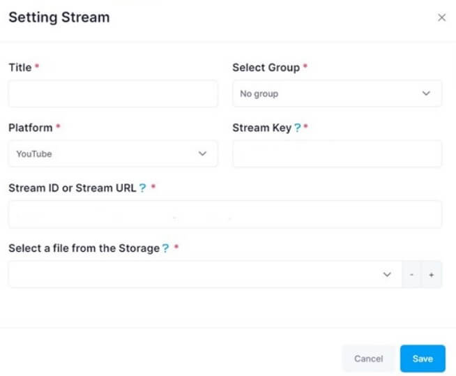 Setting Stream page of Gyre