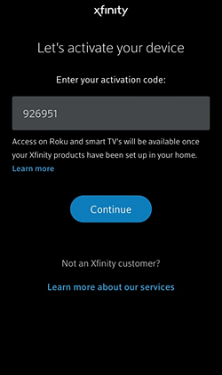 Xfinity Stream on Apple TV - Enter Code