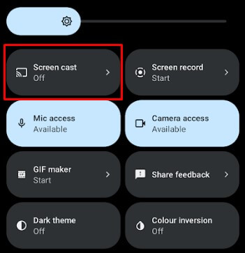 Click the Screen Cast icon to Chromecast Opera Browser